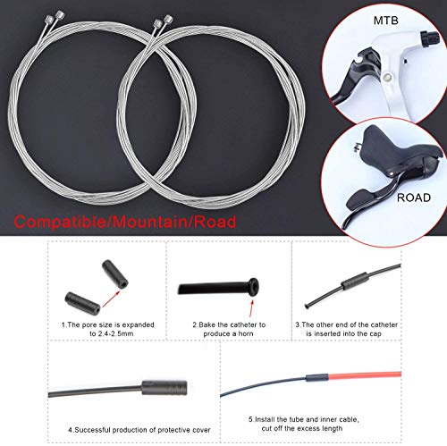 CTRICALVER Kit de Cables y Carcasa de Cambio de Bicicleta – Juego de Piezas de Repuesto de Cable de Palanca de Cambios Universal para Ciclismo MTB Road Mountain Bike Reparación (Negro