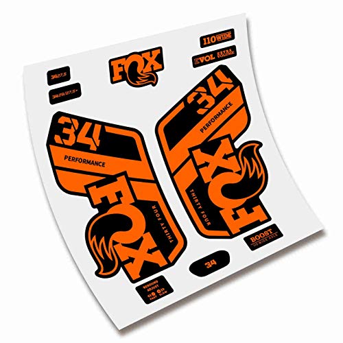 CUAC REVOLUTION Pegatinas Horquilla Fox Performance 34 Fork Stickers AUFKLEBER ADESIVI Bike Decals (Naranja)