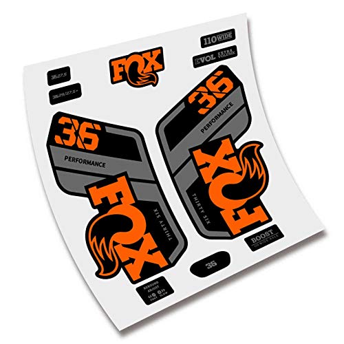 CUAC REVOLUTION Pegatinas Horquilla Fox Performance 36 Fork Stickers AUFKLEBER ADESIVI Bike Decals (Gris Naranja)