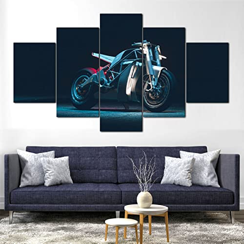 cuadros en lienzo decoracion dormitorios- Decoración Hogar - Cuadros Decoracion Salon，cuadros en lienzo 5 piezas Motocicleta eléctrica de la bici cuadros en lienzo 5 piezas de arte de pared decoracion