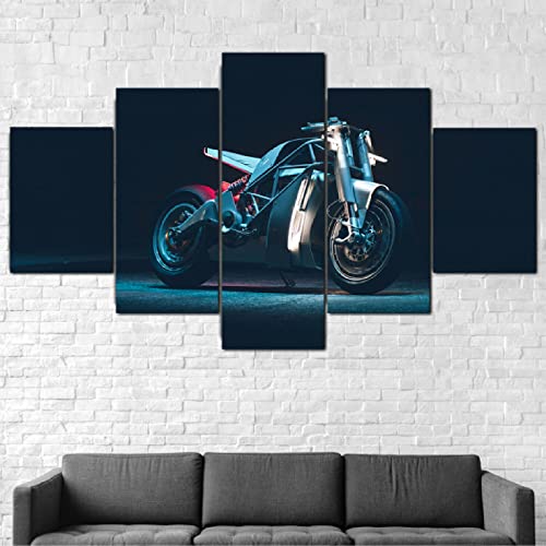 cuadros en lienzo decoracion dormitorios- Decoración Hogar - Cuadros Decoracion Salon，cuadros en lienzo 5 piezas Motocicleta eléctrica de la bici cuadros en lienzo 5 piezas de arte de pared decoracion