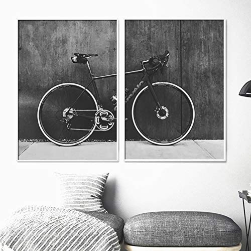 Cuadros en lienzo para pared Bicicleta moderna Bicicleta de montaña Pintura en lienzo impresa Arte de la pared Imágenes de paisajes Decoración de la sala de estar-60x80cmx2 Sin marco