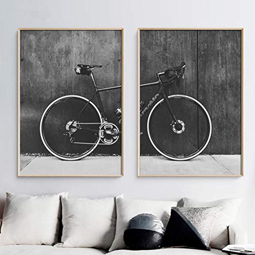 Cuadros en lienzo para pared Bicicleta moderna Bicicleta de montaña Pintura en lienzo impresa Arte de la pared Imágenes de paisajes Decoración de la sala de estar-60x80cmx2 Sin marco
