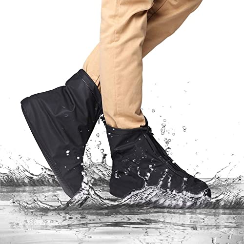 Cubierta impermeable del zapato, reutilizable hombres de ciclismo senderismo impermeable lluvia cubiertas de zapatos ligero suelas antideslizantes (XL, Negro--Tubo Corto)