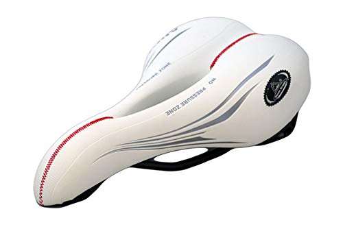 Cucuba® Sillín Montegrappa Original Ideal para Bicicletas De Montaña Bicicleta De Competición En Cuero Sintético 100% Producto Artesanal Canal Antiprostático Mod Argo 1370 (Color: Blanco)