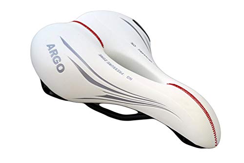 Cucuba® Sillín Montegrappa Original Ideal para Bicicletas De Montaña Bicicleta De Competición En Cuero Sintético 100% Producto Artesanal Canal Antiprostático Mod Argo 1370 (Color: Blanco)