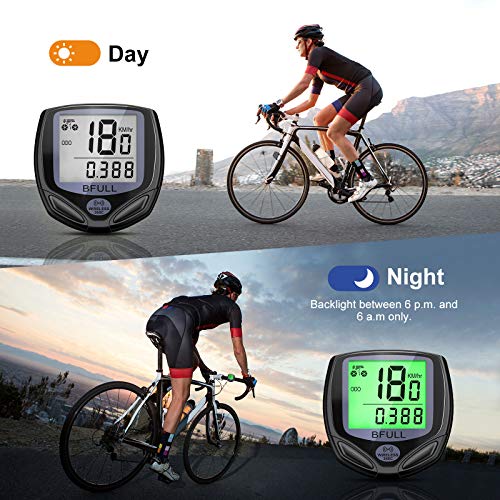 Cuenta Km Inalámbrico Impermeable Cuentakilómetros para Bicicleta ，Auto Despierta，Velocimetro Bicicleta De Pantalla LCD con Retroiluminación，Muti-Funcion para Bici De Montaña