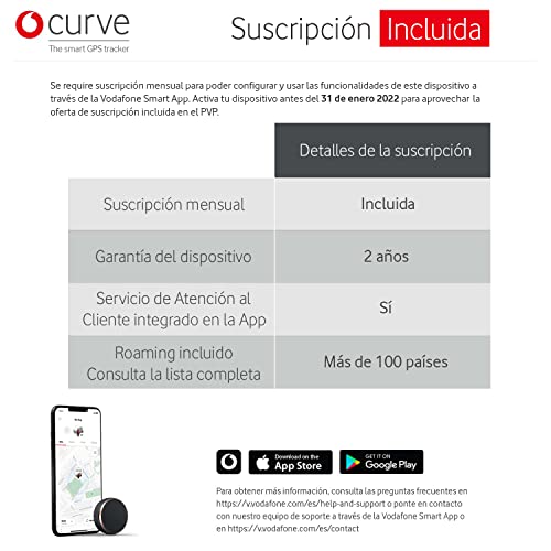 Curve, Localizador GPS Inteligente, Mini Dispositivo Ligero con Rastreo Ilimitado Desde tu Móvil para tu Coche, Bolso, Perro, Llaves y Mochila - Suscripción Incluida