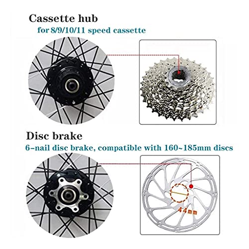 cvhtroe Ruedas de Bicicleta MTB 26 Pulgadas 27.5 ”29er Freno de Disco de liberación rápida de Doble Pared/Llanta híbrida Juego de Ruedas de Ciclismo 11 velocidades