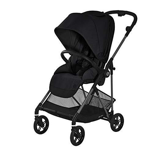 CYBEX Gold Melio Carbon Cochecito, Desde nacimiento hasta 3 años aprox (máx. 15 kg), Cuadro de fibra de carbono ultraligero (peso total solo 5,8 kg), Deep Black