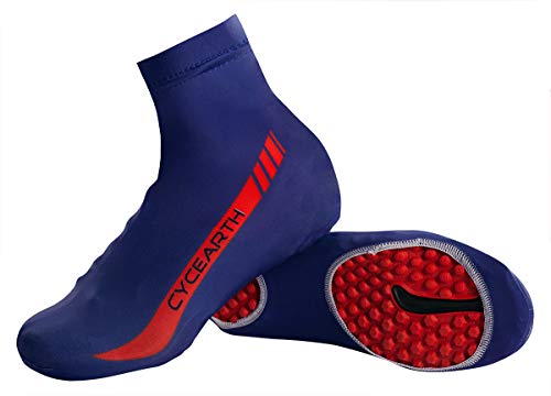 CYCEARTH Cycling Shoe Covers Men Bike Bicycle Overshoes (Blue,Large)