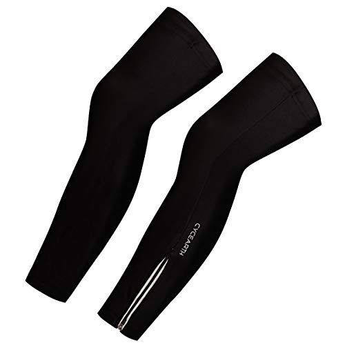 CYCEARTH Hombres Mujeres Ciclismo Calentadores de piernas MTB Bicicleta Polainas Legwarmers Deportes Medias Cubiertas Sunproof, Negro, Medium