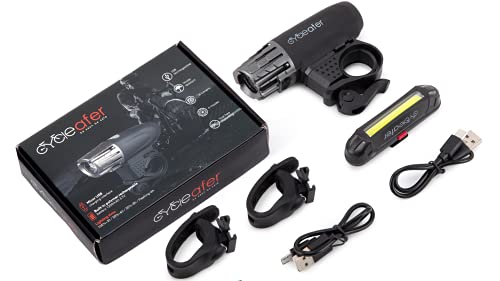 Cycleafer® Luz Bicicleta Recargable USB, GARANTÍA DE 3 años Linterna Bicicleta con Luz Bicicleta Delantera, y Luz Trasera Bicicleta, Luz LED Bicicleta para Carretera y Montaña