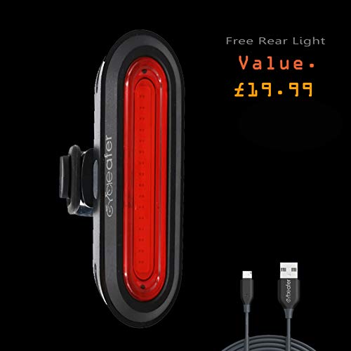 Cycleafer® Luz Bicicleta Recargable USB, Linterna Bicicleta con Luz Bicicleta Delantera, y Luz Trasera Bicicleta, GARANTÍA DE 3 años, Luz LED Bicicleta para Carretera y Montaña