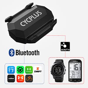 CYCPLUS Sensor de Velocidad y cadencia de Ciclismo, Bluetooth/Ant + Sensor de Velocidad/cadencia de Bicicleta microminiatura Impermeable sin imán - C3