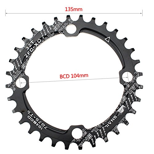 CYSKY 32T 34T 36T 38T Plato Estrecho Ancho 104 BCD Solo Plato con Bicicleta 9 10 11 Velocidad para Bicicleta de Carretera Bicicleta de montaña BMX MTB (32T)