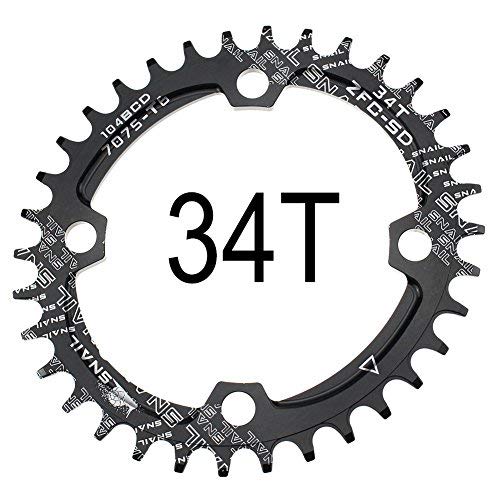 CYSKY 34T Plato Ancho Estrecho Ovalado 104BCD Cadena de Velocidad de Bicicleta para la mayoría de Bicicletas Bicicleta de Carretera Bicicleta de montaña BMX MTB (34T)