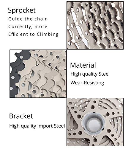 CYSKY Cassette de 10 velocidades 11-42T MTB Cassette 10 velocidades para Bicicleta de montaña, Bicicleta de Carretera, MTB, BMX, SRAM, Shimano