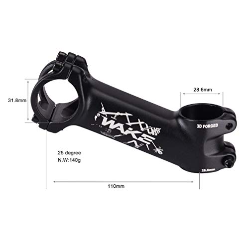 CYSKY Vástago de Bicicleta 25 Grados 31,8 60mm/70mm/90mm/110mm Vástago de MTB Vástago de Manillar de Bicicleta de montaña para Bicicleta, Bicicleta de Carretera, MTB, BMX, Ciclismo (110mm)