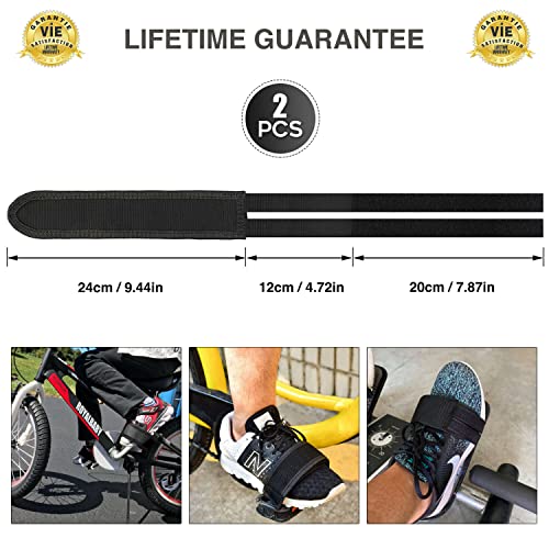 CZ Store Correa para Pedales de Bicicleta | Juego de 2 | ✮GARANTÍA DE POR VIDA✮ - Reposapies de Nylon, Tira Adhesiva Doble Ajustable para los Pies - BMX, MTB, Bicicletas Estáticas de Ejercicio