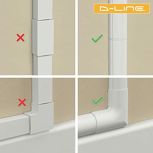 D-Line Micro+ 2010KIT001, Canaletas adhesivas de PVC para cables, Multipack de 4 piezas (20x10 mm) de 1 metro de longitud en color blanco, Solución para organizar, proteger y cubrir cables