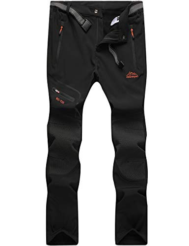 DAFENP Pantalones Trekking Mujer Invierno Impermeables Pantalones Termicos Montaña Senderismo Esqui Nieve Polar Forrado Aire Libre (L, A Negro)