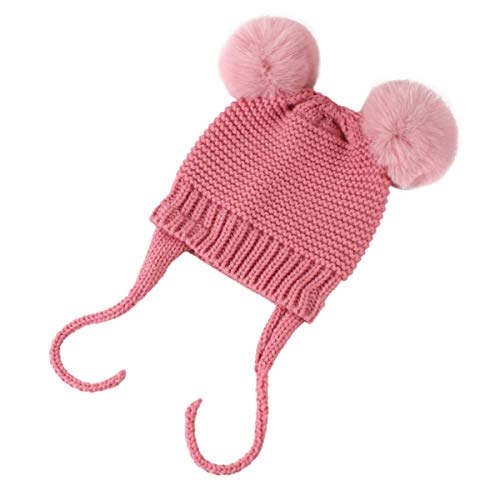 DaMohony Sombreros de Invierno para Bebés Gorro de Lana de Ganchillo de Punto Cálido para Niños Gorro de Bola de Pelo Durante 1-3 Años