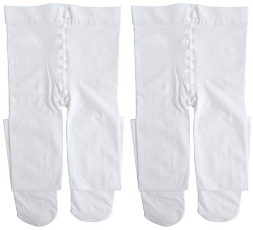 Dancina Medias de Danza y Ballet - Microfibra Ultra Suave 120 DEN para Niña y Mujer S (3-5 años) 2 Pares Blanco