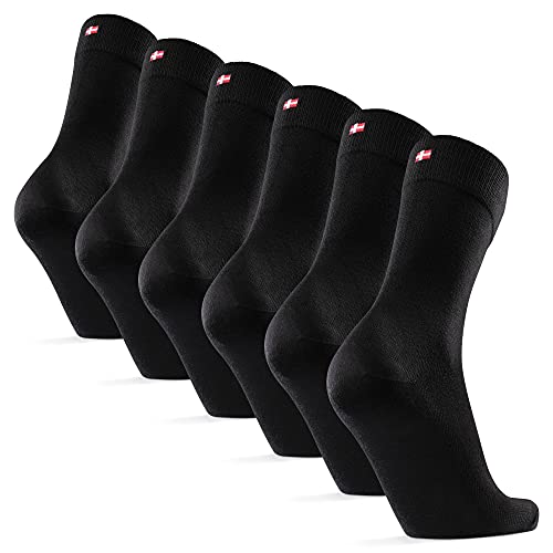 DANISH ENDURANCE Calcetines de Bambú 6 Pares (Negro, EU 43-47)