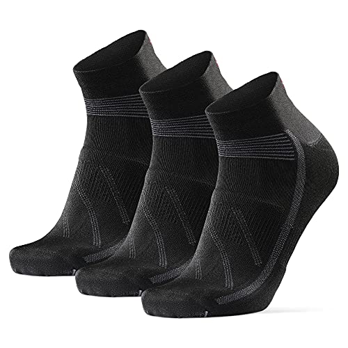 DANISH ENDURANCE Calcetines de Ciclismo de Corte Bajo, para Hombres y Mujeres, paquete de 3 calcetines de bicicleta transpirables (Negro, EU 39-42)