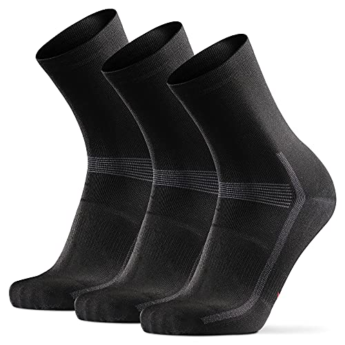 DANISH ENDURANCE Calcetines de Ciclismo para Hombres y Mujeres, Paquete de 3 Calcetines de Bicicleta Transpirables hasta el Tobillo (Negro, EU 39-42)