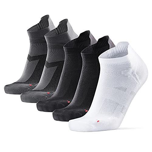 DANISH ENDURANCE Calcetines de Deporte Low Cut Pack de 5 (Multicolor: 2 x Negro, 2 x Gris, 1 x Blanco, EU 39-42)