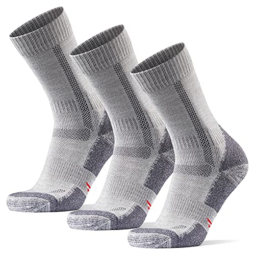 DANISH ENDURANCE Calcetines de Senderismo y Trekking de Lana Merina para Hombre, Mujer y Niños, Otoño e Invierno, Calcetines Térmicos de montaña, Pack de 3 (Gris Claro, EU 43-47)