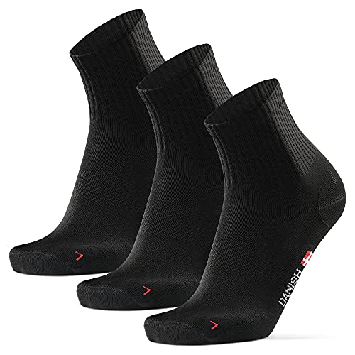 DANISH ENDURANCE Calcetines Deportivos Quarter (3 x Negro sólido, EU 43-47)