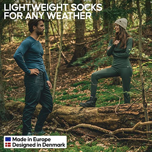 DANISH ENDURANCE Calcetines Ligeros de Senderismo y Trekking de Lana Merino 1 par (Verde Oscuro, EU 43-47)