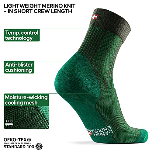 DANISH ENDURANCE Calcetines Ligeros de Senderismo y Trekking de Lana Merino 1 par (Verde Oscuro, EU 43-47)