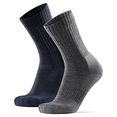 DANISH ENDURANCE Calcetines Premium de Senderismo 2 pares (Multicolor: 1 x Azul Marino,1 x Gris, EU 43-47)