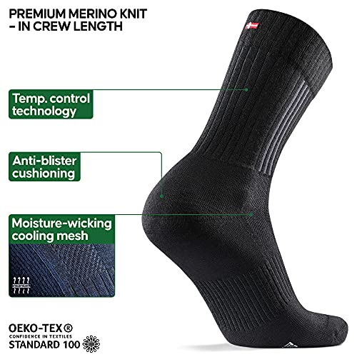 DANISH ENDURANCE Calcetines Premium de Senderismo 2 pares (Negro, EU 43-47)