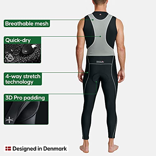 DANISH ENDURANCE Men’s Cycling Bib Pants XL Black/Grey 1-Pack