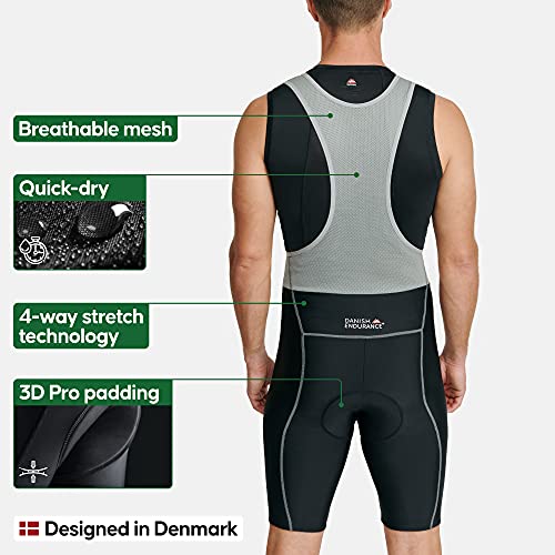 DANISH ENDURANCE Men’s Cycling Bib Shorts M Black/Grey 1-Pack