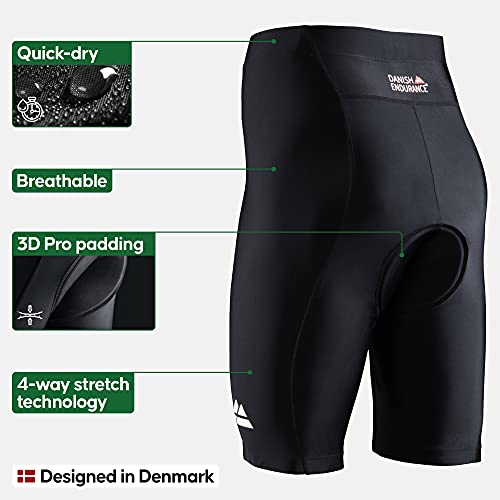 DANISH ENDURANCE Pantalones de Ciclismo para Hombre, 1 Pack (Negro/Negro, L)
