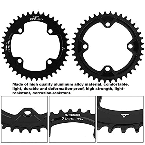 DAUERHAFT Plato de Bicicleta, Redondo Ovalado 104BCD 40T 42T Plato Ancho Estrecho Plato único, para Platos y bielas Shimano Am/XC(40T)