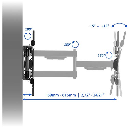 deleyCON Universal TV Soporte de Pared - 37" - 70" Pulgadas (94-178cm) - Inclinable Giratoria hasta 60kg & VESA 600x400mm - Distancia de la Pared Variable TV LCD LED OLED