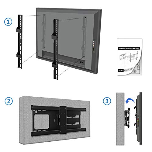 deleyCON Universal TV Soporte de Pared - 37" - 70" Pulgadas (94-178cm) - Inclinable Giratoria hasta 60kg & VESA 600x400mm - Distancia de la Pared Variable TV LCD LED OLED