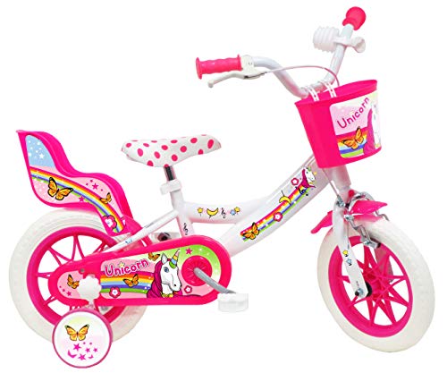 Denver Unicorn Bicicleta, Niños, Blanco-Rosa, 12" (30,5 cm)