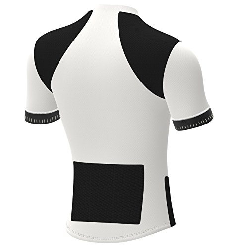 Deportes Hera Ropa Ciclismo, Maillot Mangas Cortas, Camiseta Verano de Ciclistas, Slim Fit (Blanco/Negro, L)