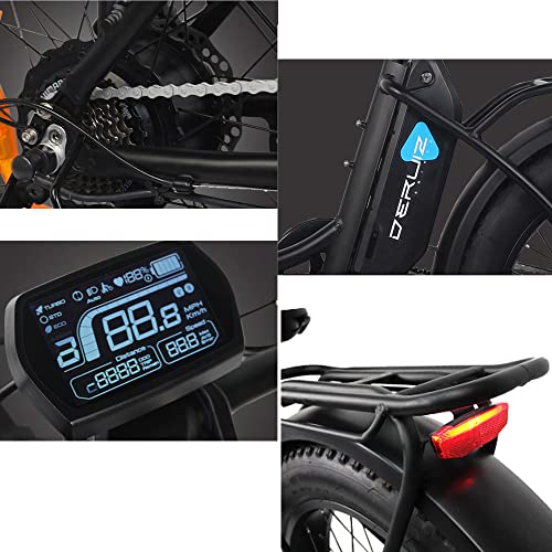 DERUIZ AMBER Bicicleta Eléctrica Plegable 20"*4.0 E-Bike MTB Pedal Assist, Batería de Litio 48V 13Ah, Bicicleta Eléctrica para Adultos, Shimano 7 Velocidades, Bici eléctricas de Off-Road Fat