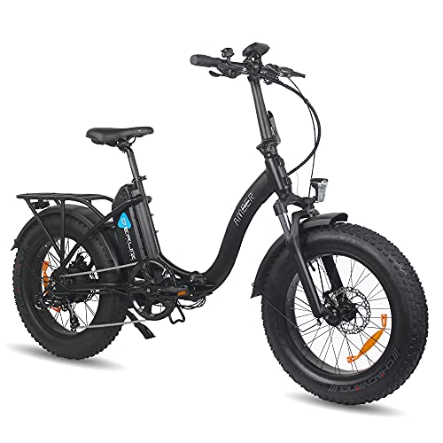 DERUIZ AMBER Bicicleta Eléctrica Plegable 20"*4.0 E-Bike MTB Pedal Assist, Batería de Litio 48V 13Ah, Bicicleta Eléctrica para Adultos, Shimano 7 Velocidades, Bici eléctricas de Off-Road Fat