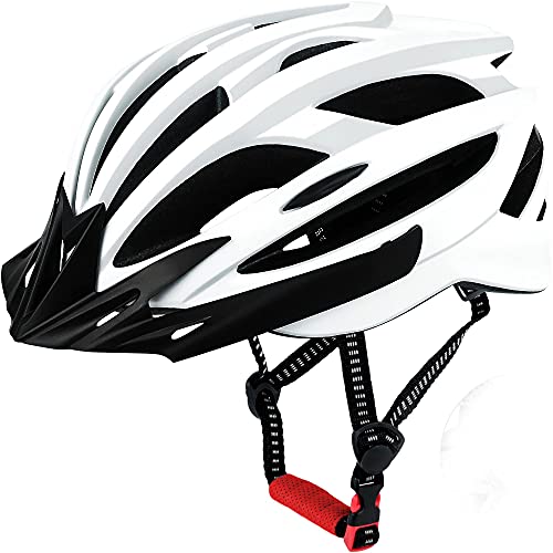 DesignSter Casco Bicicleta-Certificación CE y UKCA Unisex Adulto Unisexo Ajustable con Visera y Forro Desmontable Especializado para Ciclismo de Montaña Motocicleta（Blanco）