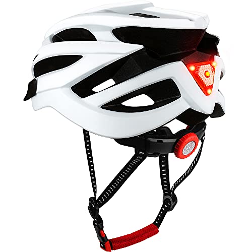 DesignSter Casco Bicicleta-Certificación CE y UKCA Unisex Adulto Unisexo Ajustable con Visera y Forro Desmontable Especializado para Ciclismo de Montaña Motocicleta（Blanco）